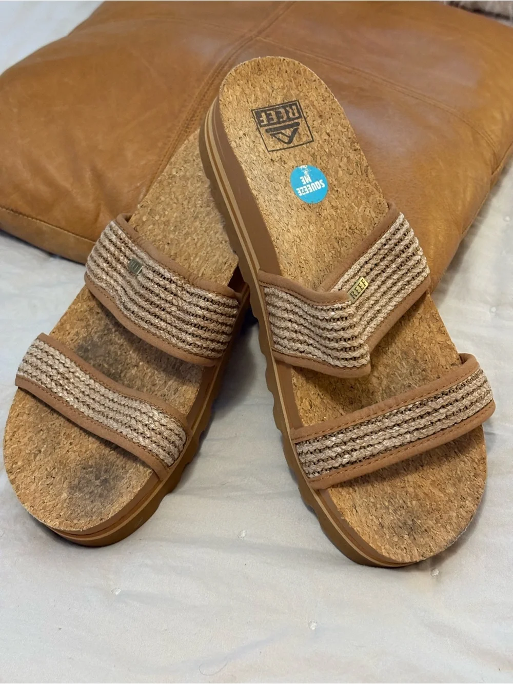 Reef Ladies Brown Cork Slide Sandals Ladies 10